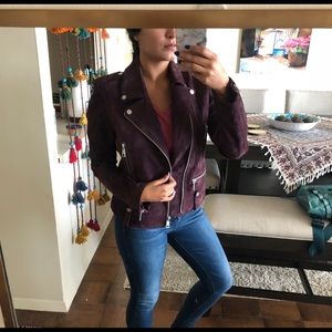 $SOLD$NWOT Real suede leather jacket -dark plum